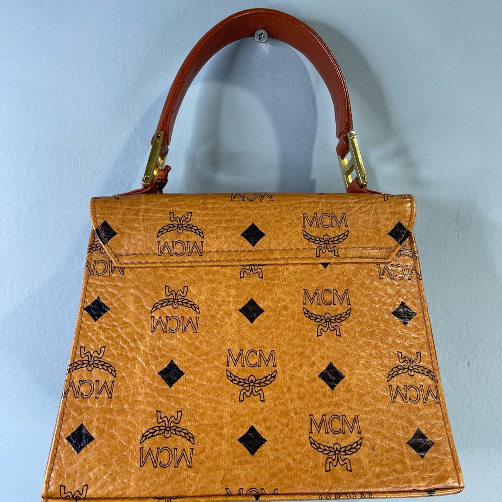 MCM mini Cognac Visetos Top Handle Bag - Picture 11 of 12